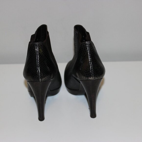 Stuart Weitzman Black Snake Embossed Reptile High Heel Ankle Booties Size 9M - Picture 6 of 12